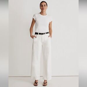 Madewell The Harlow Baggy Straight Wide-Leg Jean in Tile White Size 32